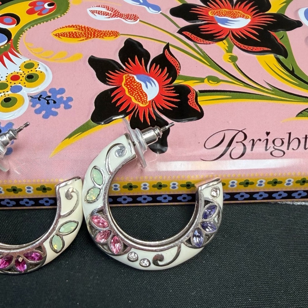 Brighton Silver Earrings with Multicolor Accents